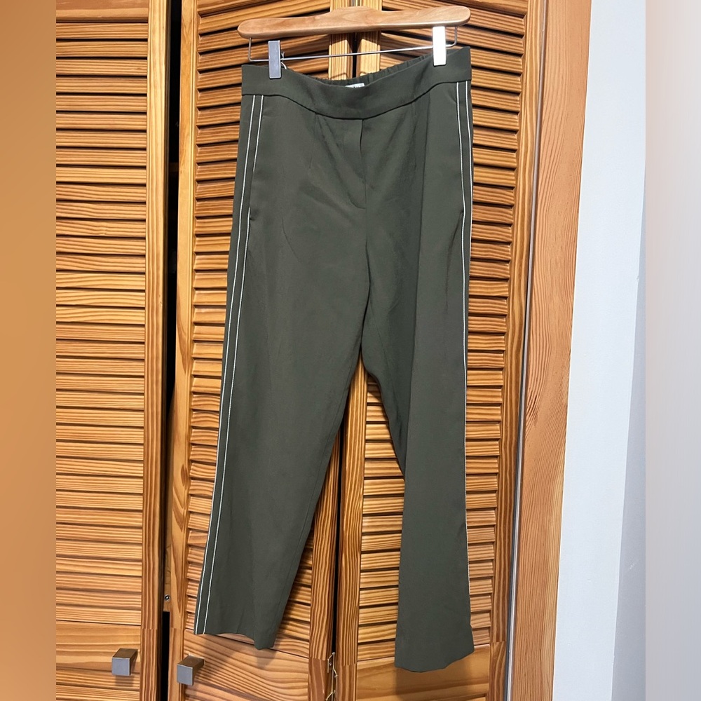 Aritzia Babaton Cohen pants green with white stripe, size 4.